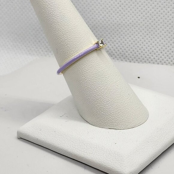 Brand New Sterling Silver 925 Light Purple enamel Ring / band - Picture 3 of 5